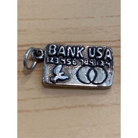 .925 Credit Card Sterling Silver Jewelry Charm #money #plastic card - Picture 1 of 3